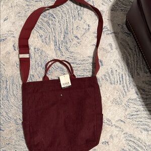 a.n.a Deep wine Corduroy Tote